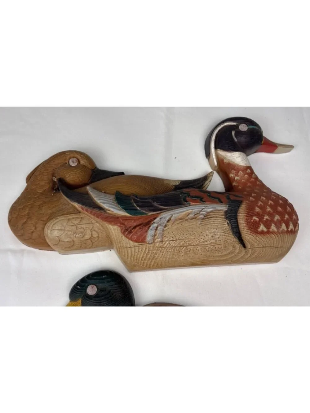 Burwood Resin Mallard Duck Wall Hanging Decor Pair Vtg